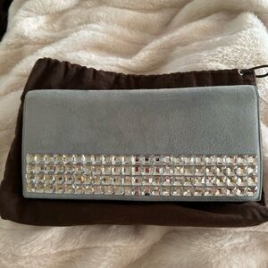 Gucci Broadway Clutch with Swarovski crystals, light blue suede